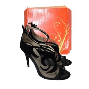 Rouge Black Mesh Overlay Peep Toe Heels 8